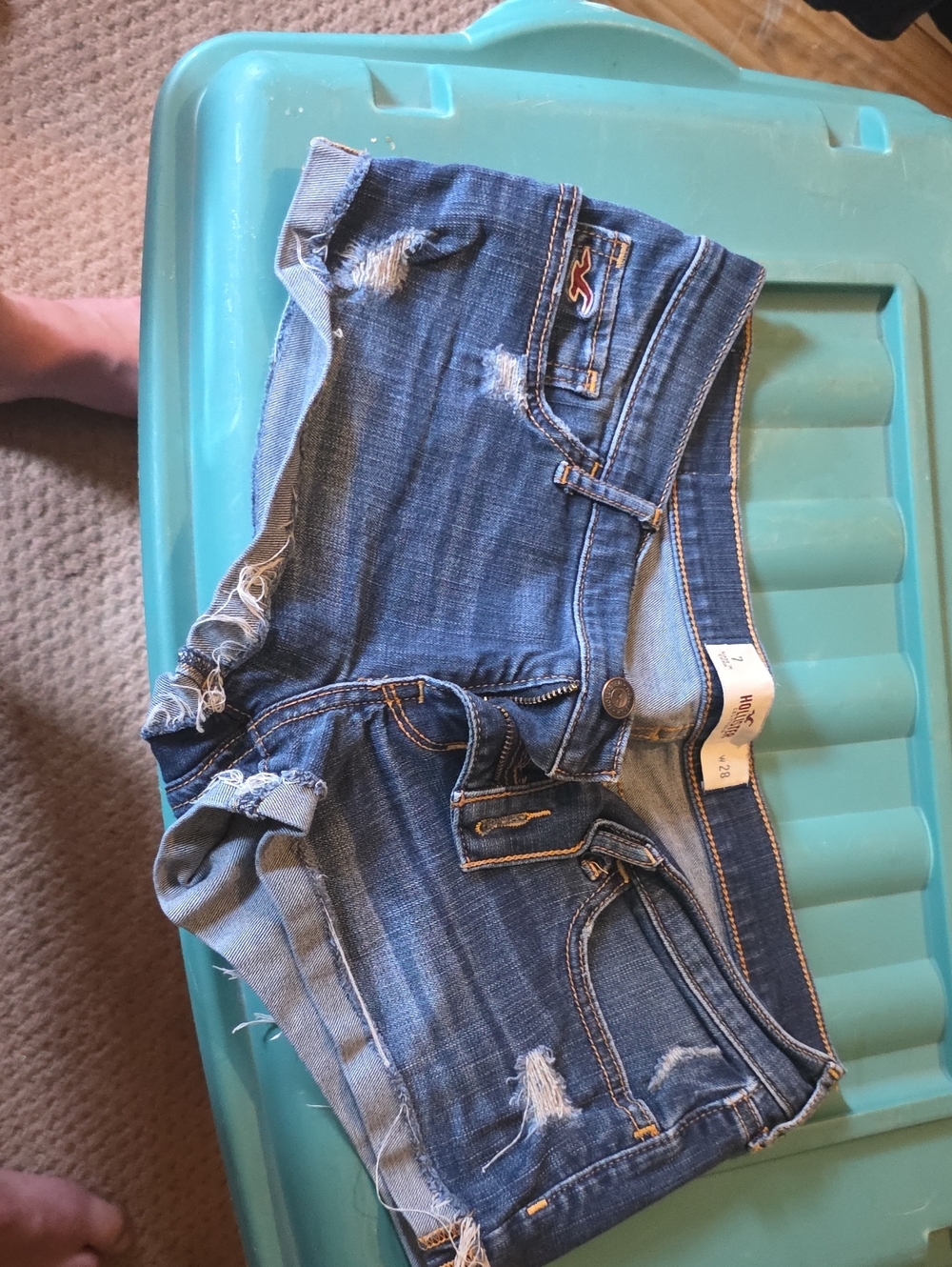Hollister Distressed Dark Blue Denim Cutoff Shorts